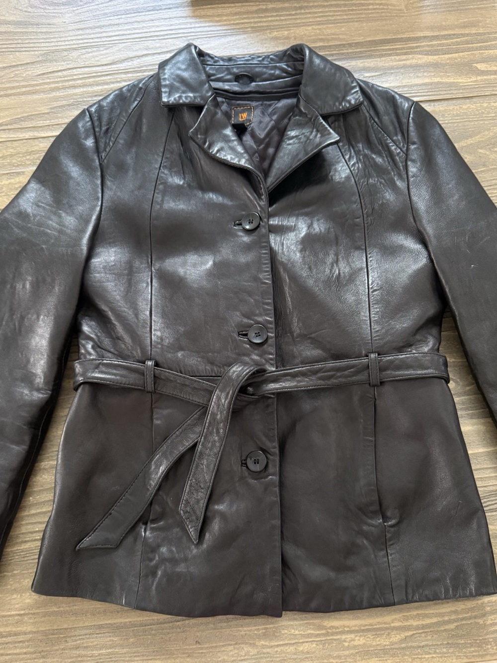 Wilsons Women’s Black Genuine Leather Belted Jacket Medium